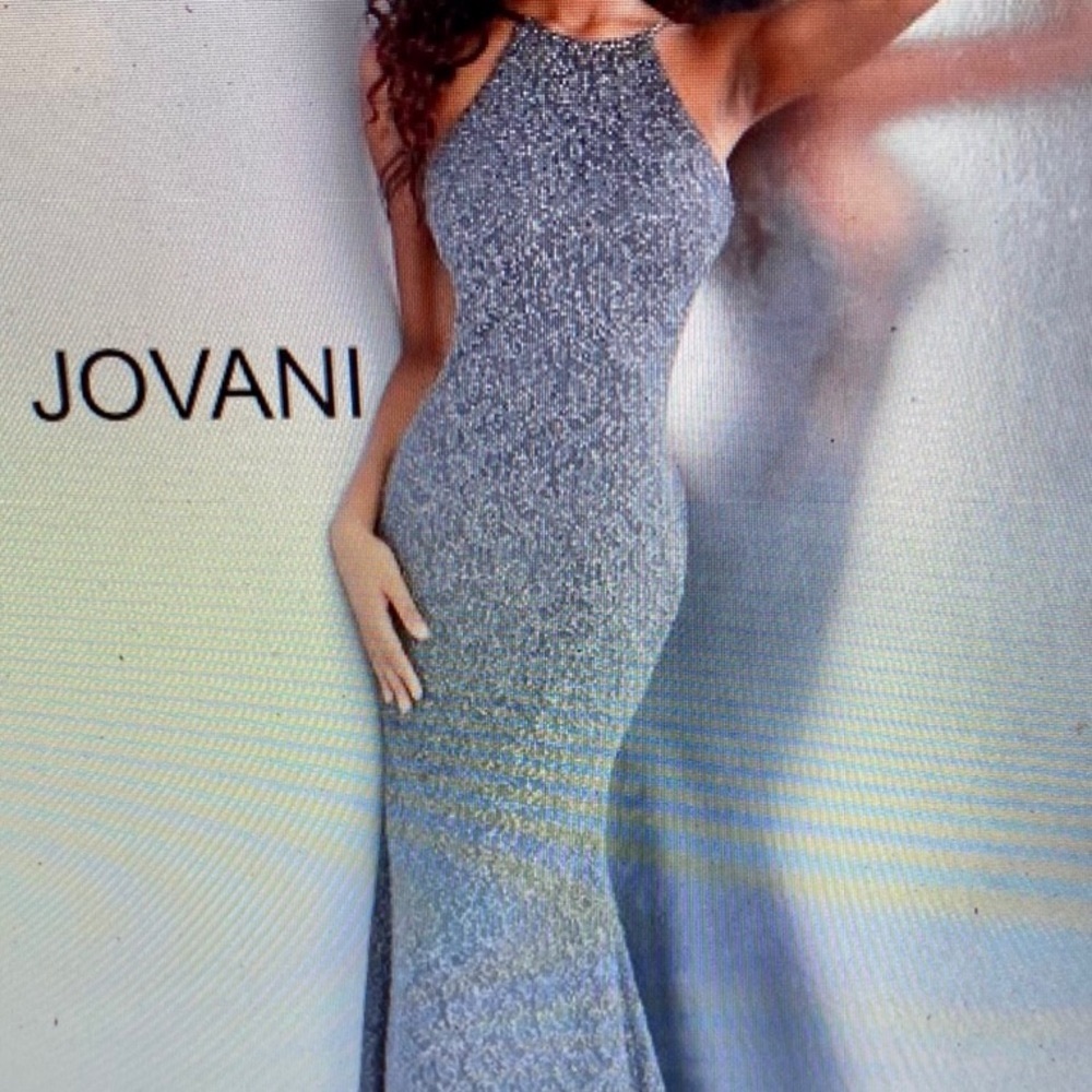JOVANI dress. Gunmetal blue size 6 - Picture 4 of 10